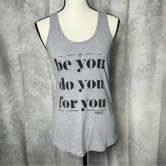 Fitness Tee Co Tops - Fitness Tee Co 🌟2/$20 Gray Be You Do You For You Racerback Tank Top - LG